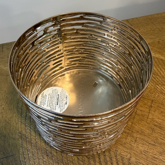 Bath & Body Works Gold and Silver Metal Candle Holder Sleeve Fits 3 Wick Candles - Picture 2 of 4